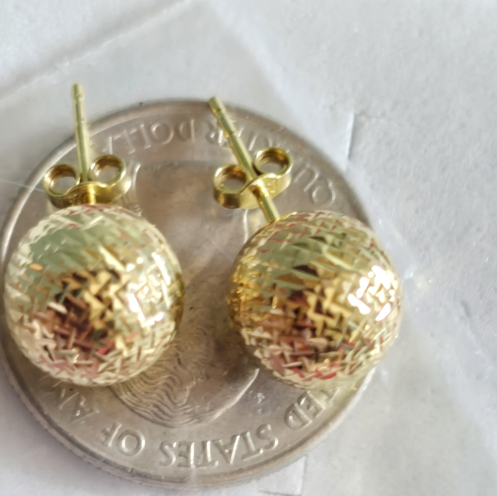 Real 18k Gold Stud ball Earrings